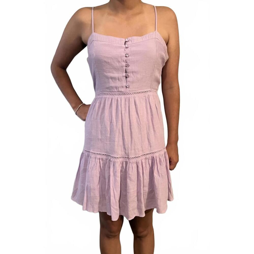 Love Tree, Lavender Linen Mini Dress, Size Large